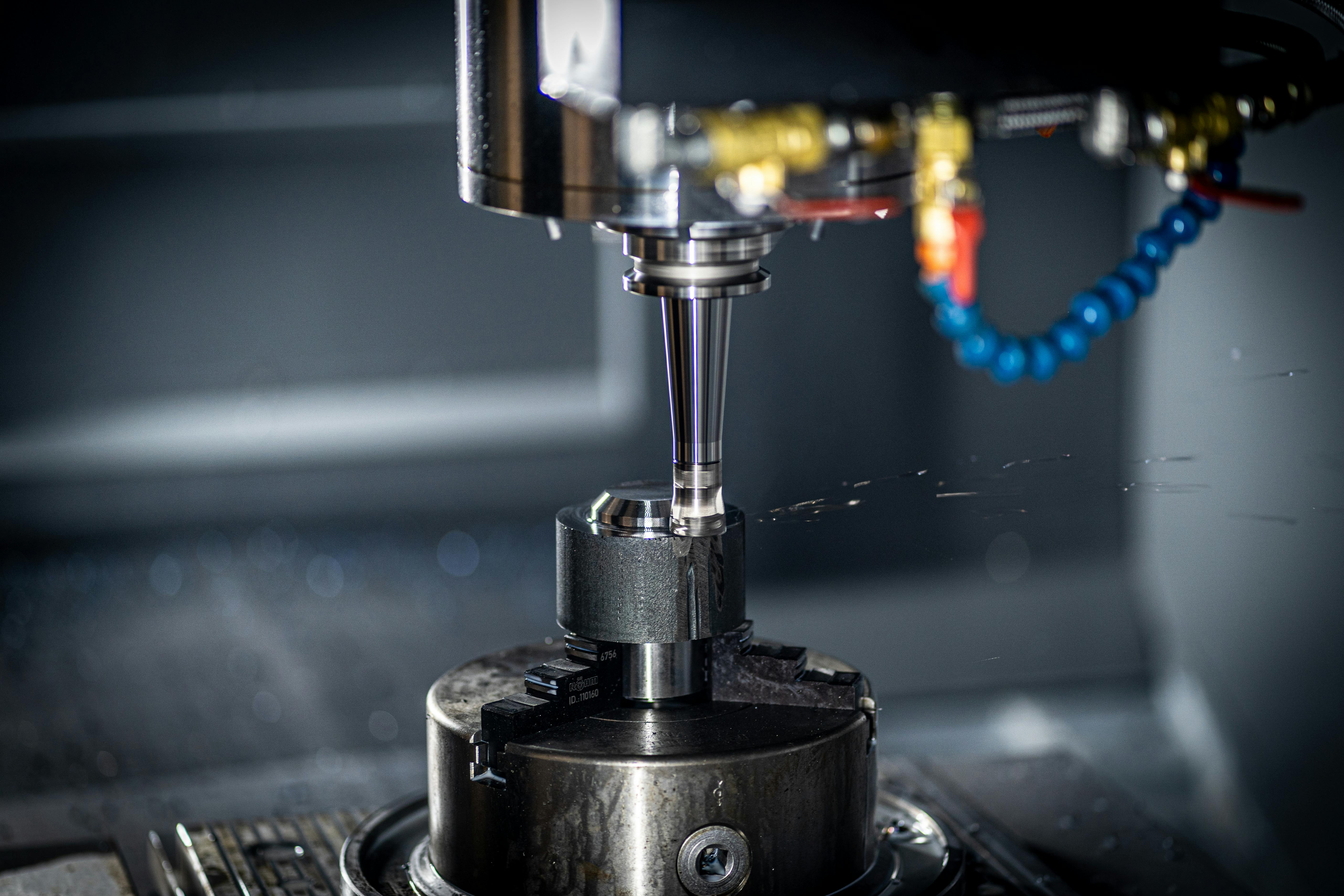 Close-up photo of a precision machining operation